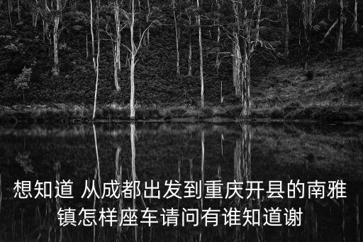 想知道 從成都出發(fā)到重慶開縣的南雅鎮(zhèn)怎樣座車請問有誰知道謝