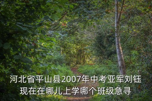 河北省平山縣2007年中考亞軍劉鈺現(xiàn)在在哪兒上學(xué)哪個(gè)班級急尋