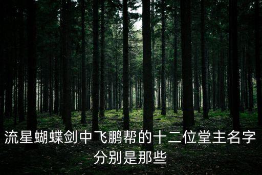 黃金鵬，流星蝴蝶劍中飛鵬幫的十二位堂主名字分別是那些