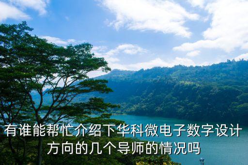 有誰能幫忙介紹下華科微電子數(shù)字設(shè)計方向的幾個導(dǎo)師的情況嗎