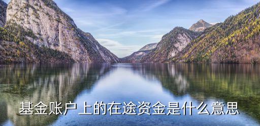 基金賬戶上的在途資金是什么意思