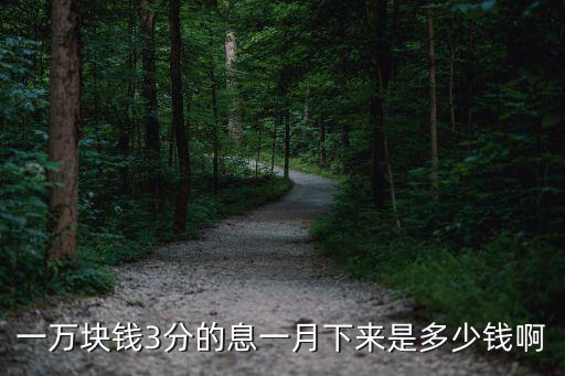 3厘利息1萬一個月多少，一萬塊錢3分的息一月下來是多少錢啊