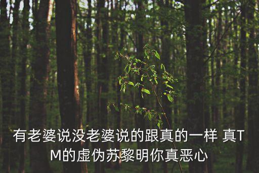 蘇黎明，有老婆說沒老婆說的跟真的一樣 真TM的虛偽蘇黎明你真惡心