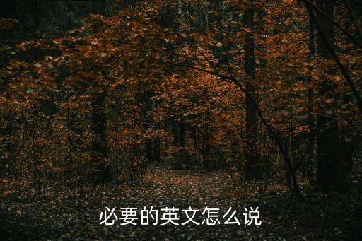 必需品英語，需要的名詞用英語怎么說