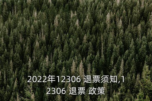 2022年12306 退票須知,12306 退票 政策