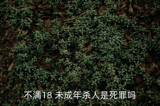 不滿18 未成年殺人是死罪嗎