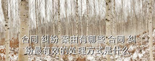  合同 糾紛 案由有哪些 合同 糾紛最有效的處理方式是什么