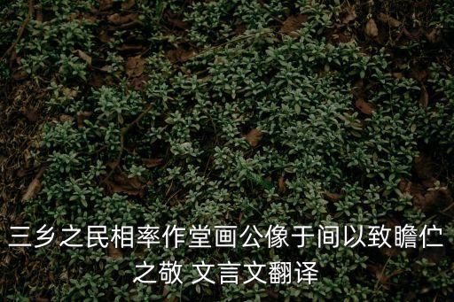 三鄉(xiāng)之民相率作堂畫(huà)公像于間以致瞻佇之敬 文言文翻譯