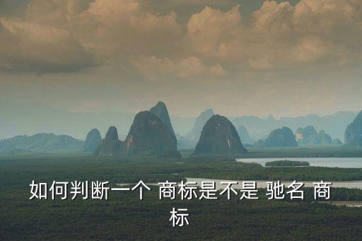 如何判斷一個(gè) 商標(biāo)是不是 馳名 商標(biāo)