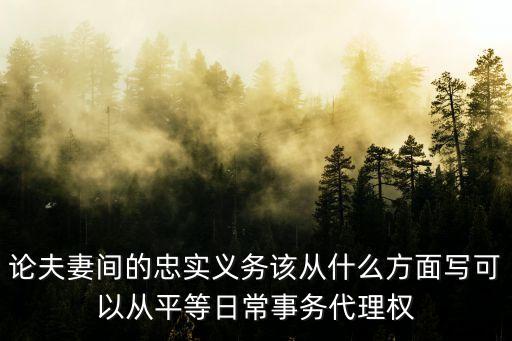 論夫妻間的忠實(shí)義務(wù)該從什么方面寫可以從平等日常事務(wù)代理權(quán)