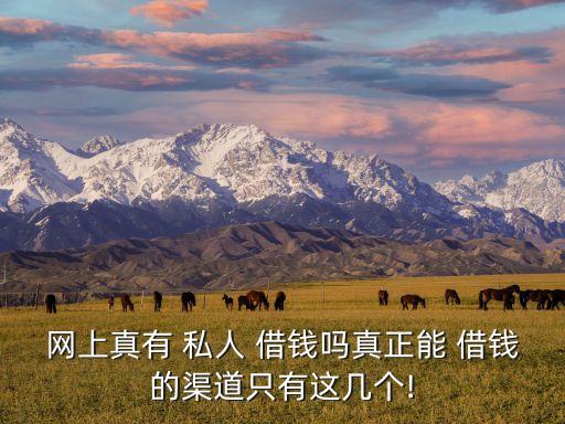 網(wǎng)上真有 私人 借錢嗎真正能 借錢的渠道只有這幾個(gè)!