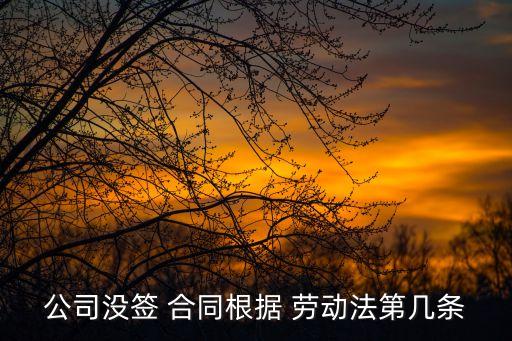 公司沒簽 合同根據 勞動法第幾條