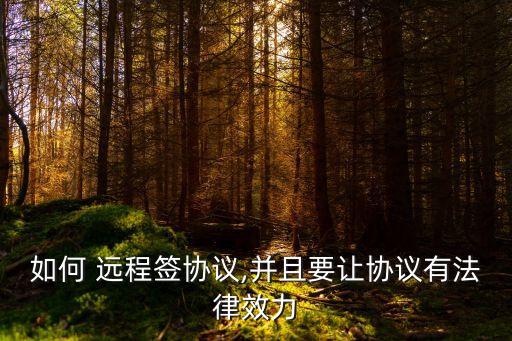 如何 遠(yuǎn)程簽協(xié)議,并且要讓協(xié)議有法律效力