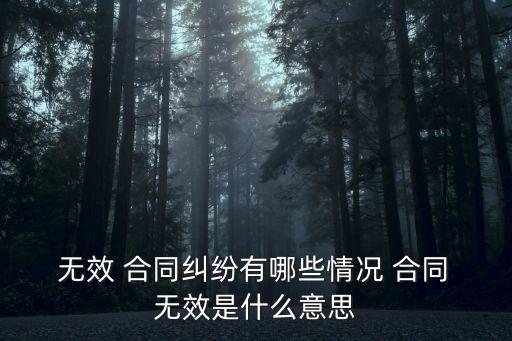  無效 合同糾紛有哪些情況 合同 無效是什么意思