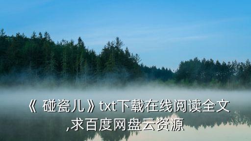 《 碰瓷兒》txt下載在線閱讀全文,求百度網盤云資源