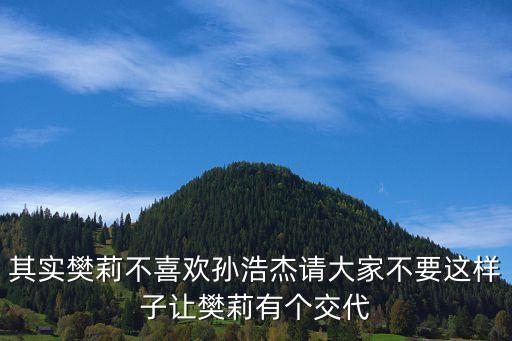 其實(shí)樊莉不喜歡孫浩杰請大家不要這樣子讓樊莉有個(gè)交代