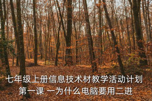 初中信息技術(shù)教學(xué)計劃，七年級上冊信息技術(shù)材教學(xué)活動計劃 第一課 一為什么電腦要用二進(jìn)