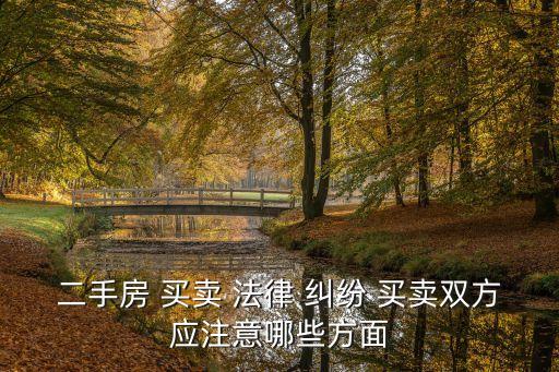 二手房 買賣 法律 糾紛 買賣雙方應注意哪些方面