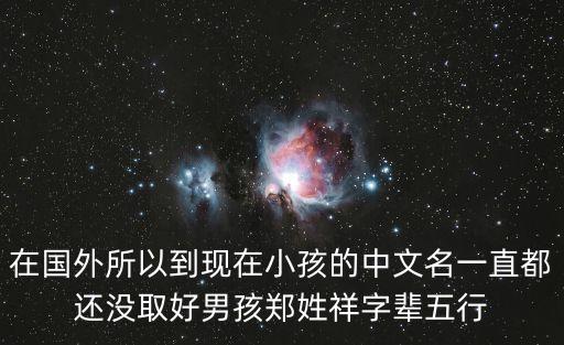 鄭祥，在國外所以到現(xiàn)在小孩的中文名一直都還沒取好男孩鄭姓祥字輩五行