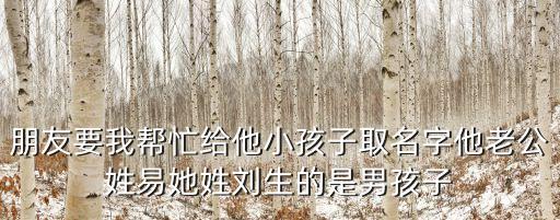 易向陽(yáng)，朋友要我?guī)兔o他小孩子取名字他老公姓易她姓劉生的是男孩子