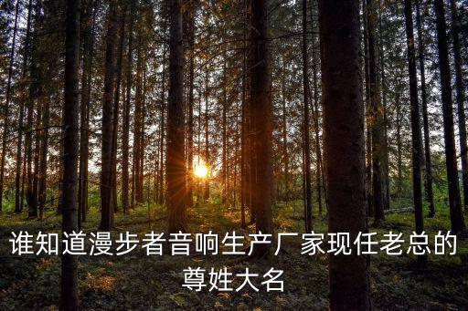 張文東，誰知道漫步者音響生產(chǎn)廠家現(xiàn)任老總的尊姓大名