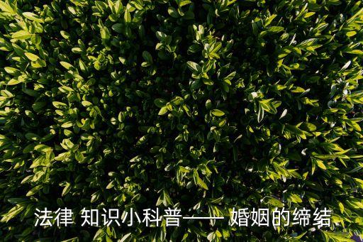  法律 知識(shí)小科普—— 婚姻的締結(jié)