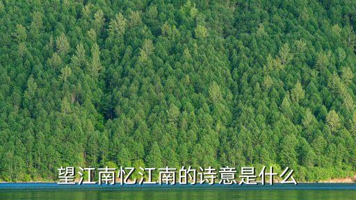 望江南憶江南的詩意是什么