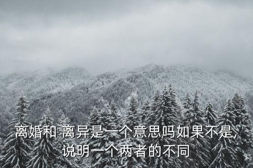 離婚和 離異是一個意思嗎如果不是,說明一個兩者的不同