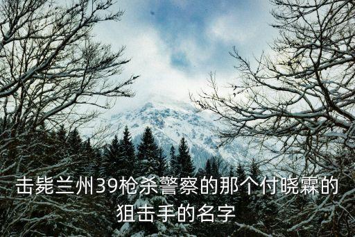 付曉霖，擊斃蘭州39槍殺警察的那個(gè)付曉霖的狙擊手的名字