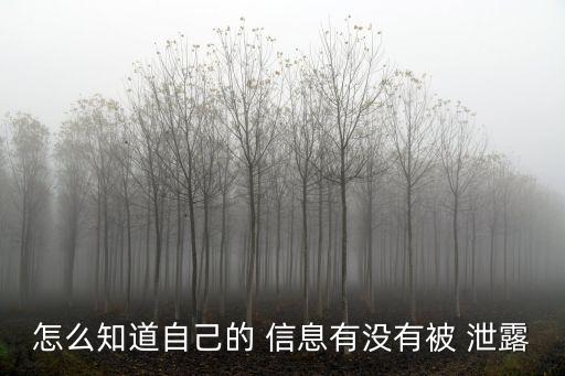怎么知道自己的 信息有沒(méi)有被 泄露
