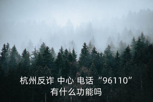 杭州反詐 中心 電話“96110”有什么功能嗎