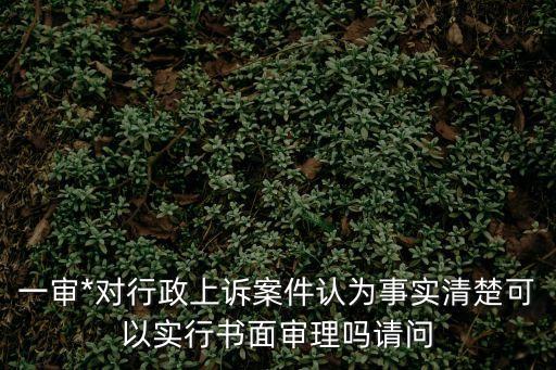 一審*對行政上訴案件認為事實清楚可以實行書面審理嗎請問