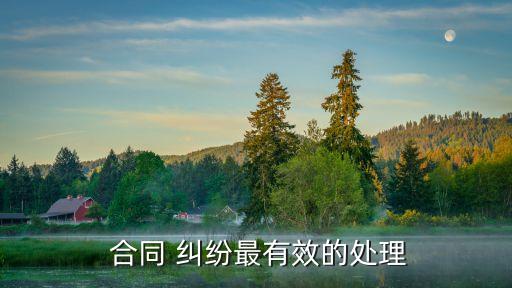  合同 糾紛最有效的處理