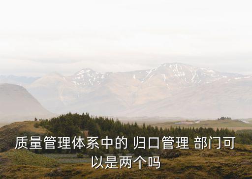 質(zhì)量管理體系中的 歸口管理 部門可以是兩個嗎