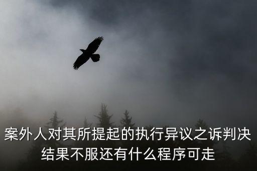 案外人對其所提起的執(zhí)行異議之訴判決結(jié)果不服還有什么程序可走