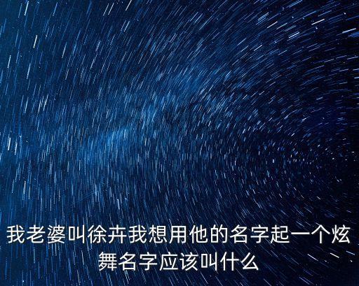 徐卉，我老婆叫徐卉我想用他的名字起一個炫舞名字應(yīng)該叫什么