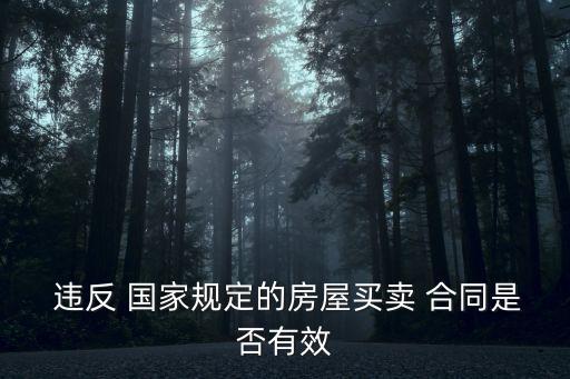  違反 國(guó)家規(guī)定的房屋買(mǎi)賣 合同是否有效