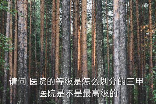 請問 醫(yī)院的等級是怎么劃分的三甲 醫(yī)院是不是最高級的