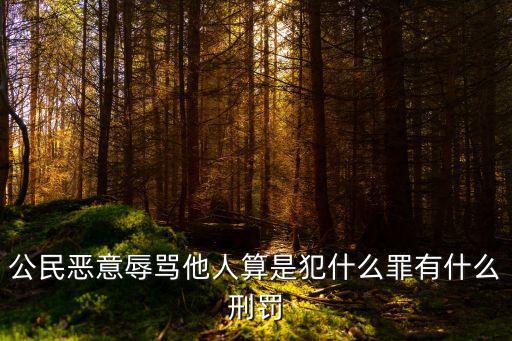 辱罵他人，公民惡意辱罵他人算是犯什么罪有什么刑罰