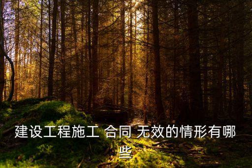 建設(shè)工程施工 合同 無效的情形有哪些