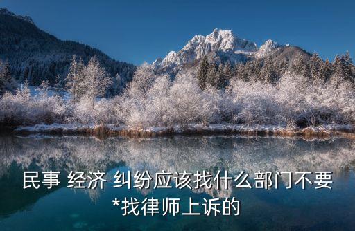 民事 經(jīng)濟 糾紛應(yīng)該找什么部門不要*找律師上訴的