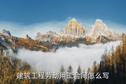 建筑工程勞動用工合同怎么寫