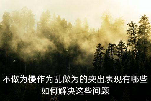 不做為慢作為亂做為的突出表現(xiàn)有哪些如何解決這些問題
