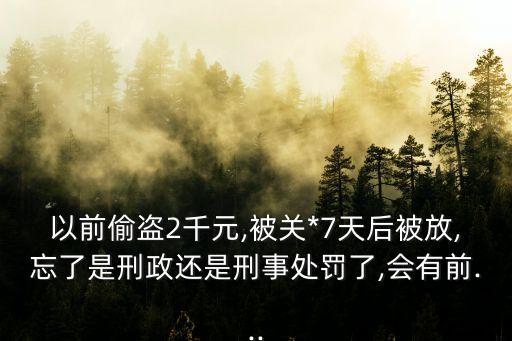 以前偷盜2千元,被關(guān)*7天后被放,忘了是刑政還是刑事處罰了,會(huì)有前...