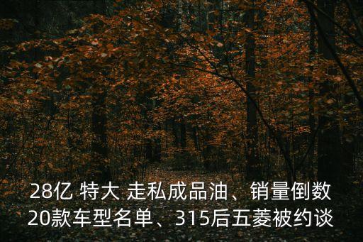 28億 特大 走私成品油、銷量倒數(shù)20款車型名單、315后五菱被約談