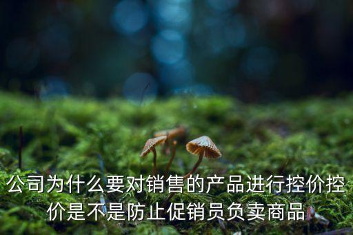 控價，公司為什么要對銷售的產(chǎn)品進行控價控價是不是防止促銷員負賣商品