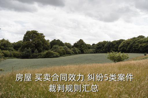 房屋 買賣合同效力 糾紛5類案件裁判規(guī)則匯總