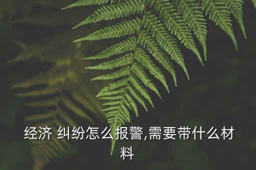  經(jīng)濟(jì) 糾紛怎么報(bào)警,需要帶什么材料
