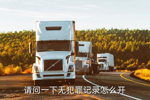 無犯罪記錄，請問無犯罪記錄證明怎么辦