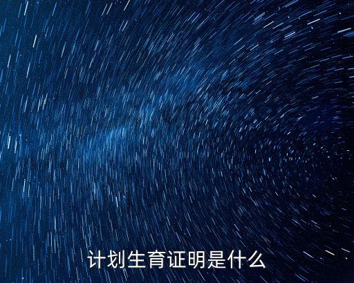 計(jì)劃生育證明是什么